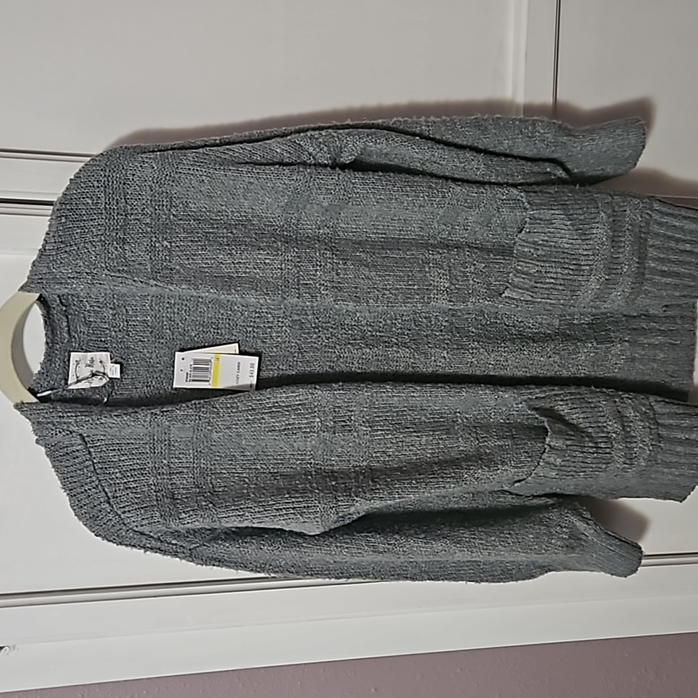 Hippie Rose Women's Open cardigan size medium Silver Slate color